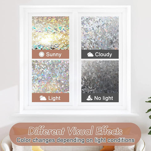 Haton Window Privacy Film, Stained Glass Rainbow Film Decorative Window Clings, Static Cling Sun Blocking Stickers Decals Coverings Tint for Home ...