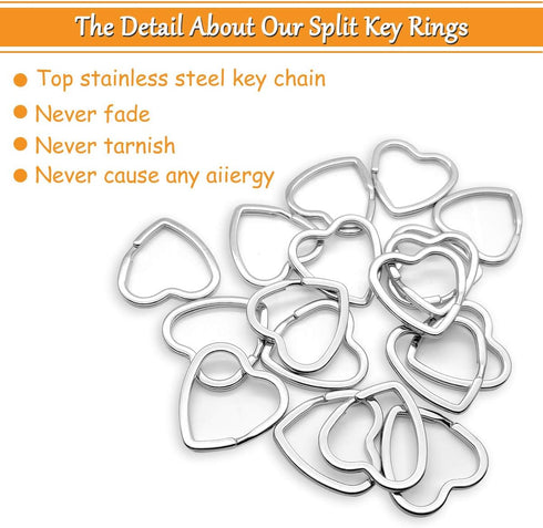 30Pcs Heart Shaped Split Key Rings,Crafts DIY Keychain Metal Key Rings for Home Car Office Organization,Arts & Crafts Projects, Lanyards...