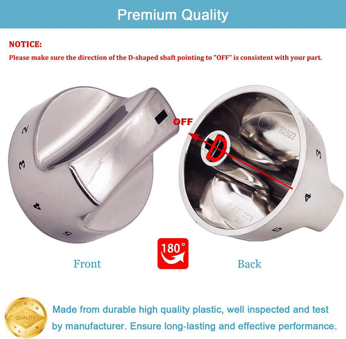 YMDparts 318282310 Surface Burner Knob Replacement Compatible with Some Frigidaire Kenmore Gas Range/Stove Replaces Part Numbers AP3774164, 1062940, AH979119, EA979119, PS979119