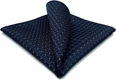 S&W SHLAX&WING Geometric Navy Handkerchief Pocket Squares for Men XL...