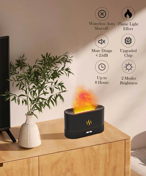 Flame Air Diffuser Humidifier,Upgraded Scent Diffuser for Essential Oils,Ultrasonic Aromatherapy,Fire Mist Humidi with 2 Brightness,Auto-off Funct...