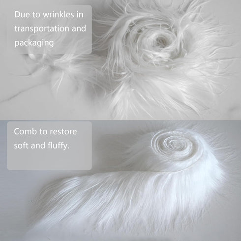 White and Black Faux Fur Ribbon - Ideal for Crafts and DIY Projects - Faux Fur Fabric by The Yard - Suitable for Gnomes Beard Hair Cosplay Costume...