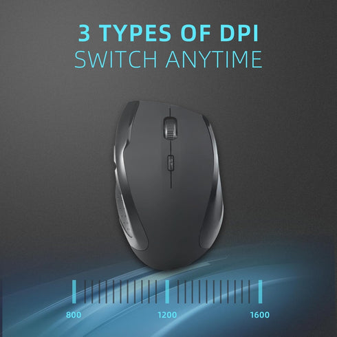 ONE-UP 2.4G six buttons wireless mouse, USB Nano receiver. Ergonomic design, DPI: 800-1200-1600. Easy to carry mouse, suitable for Laptop, Compute...