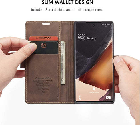 Samsung Galaxy Note 20 Ultra Wallet Case, Retro PU Leather Flip Magnetic Closure Protective Cover with Card Slots Cash Pockets with Kickstand for ...