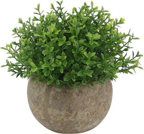 Ogrmar 4PCS Mini Plastic Artificial Plants Grass in Pot/Small Artificial Faux Greenery/Mini Plants Topiary Shrubs Fake Plants for Bathroom, House ...