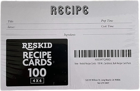 Recipe Cards - 100 White 4x6 Cards For Recipes, Blank Recipe Postcards Set. 14pt Postcard Paper Cardstock, Bulk Recipe Card Pack....