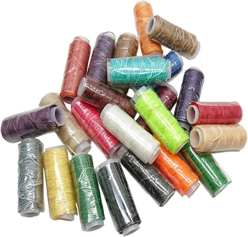 24 Colors Waxed Thread, Leather Sewing Thread,Hand Stitching Thread for Hand Sewing Leather and Bookbinding, 13Yards Per Color...