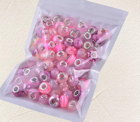Large Hole Beads for Bracelet Jewelry Making Bulk,100pcs 15mm European Beads for Pens,Spacer Charm Lampwork Murano Glass Crystal Beads for Crafts ...