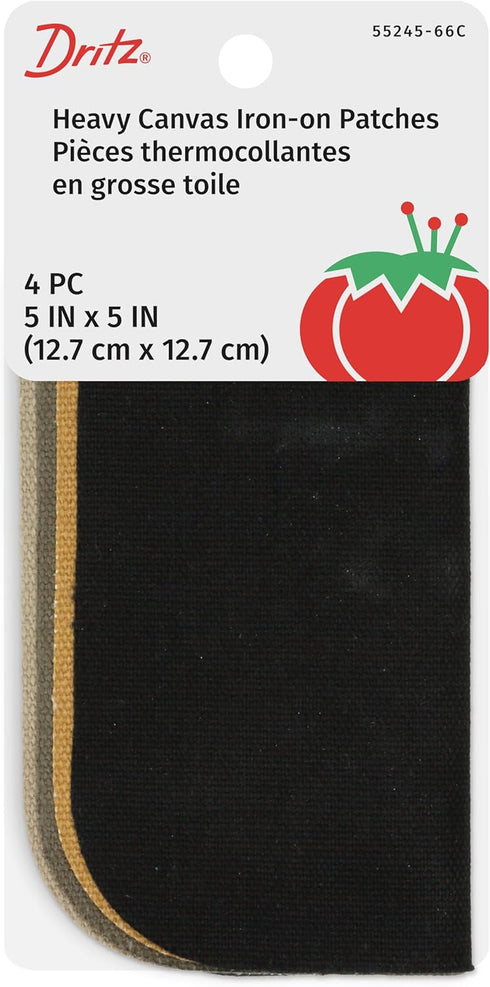 Dritz Heavy Canvas Iron-On Patches, 5 by 5-Inch, Colors May Vary, 4...