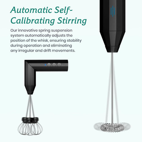 Milk Frother Handheld, USB-C Rechargeable Coffee Frother Wand, Electric drink mixer with Charging Base&3 Heads,3 Speeds Adjustable, Electric Whisk...