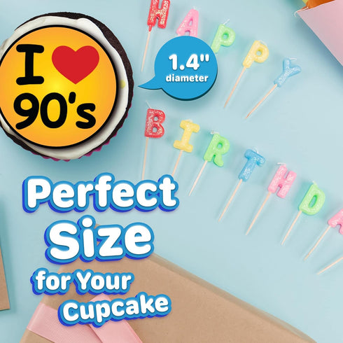 30 x Edible Cupcake Toppers Themed of 90s Party Collection of Edible Cake Decorations | Uncut Edible on Wafer Sheet...