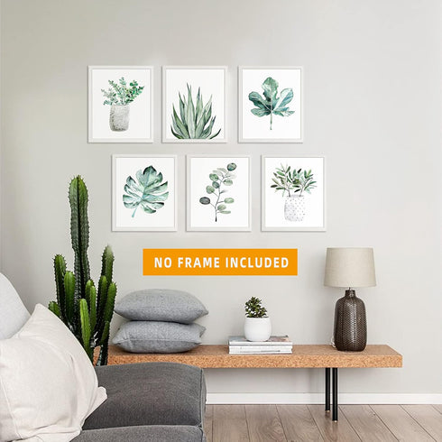 Botanical Prints Wall Art Room Decor for Bedroom Aesthetic, 8x10 Canvas Poster Unframed Set of 6, Plant Prints Leaf Posters Sage Green Decor...