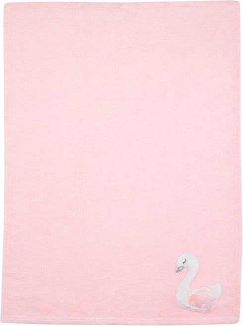 Bedtime Originals Blossom Pink/White Swan Coral Fleece Baby Blanket...