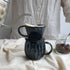Asayu Japan Ceramic Coffee Pour Over Maker Set in Dark Navy Blue, Slow Brewing Paper Filter Holder and Dripper with 3 Holes for Coffee and Tea - C...