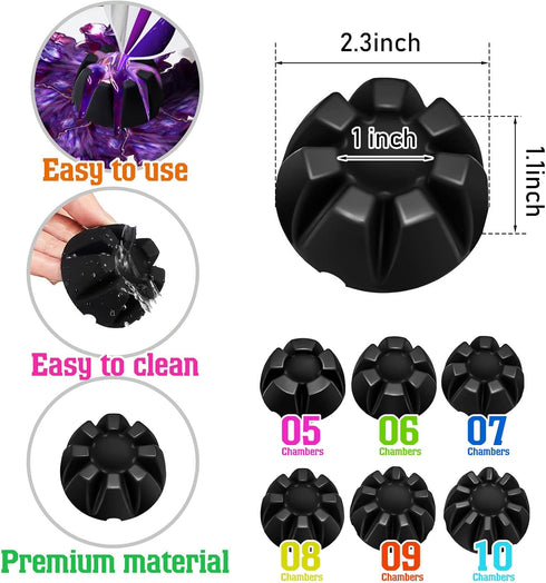 6 Pieces Flower Pour Cup for Paint Pouring 6/7/8/9/10 Slot Acrylic Paint Tools Fluid Painting Supplies Flower Strainer for DIY Pouring Paint and C...