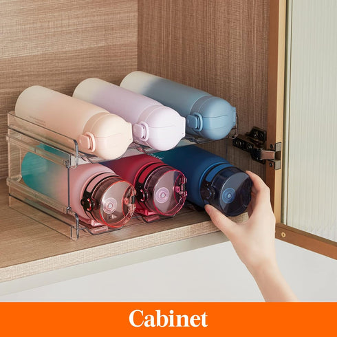 Lifewit Stackable Water Bottle Organizer for Cabinet, Kitchen Pantry Organization and Storage, Plastic Fridge Wine Racks, Tumbler Travel Mug Cup H...