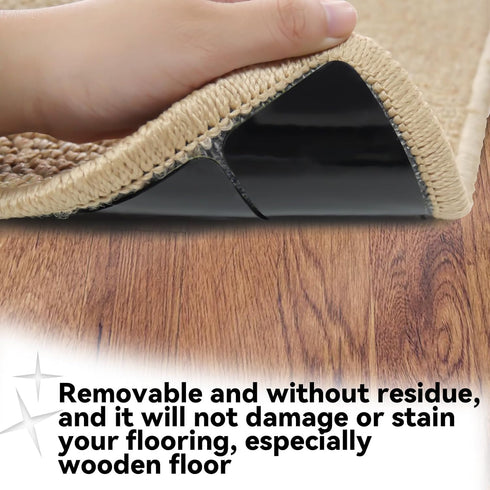 Rug Carpet Non Slip Grippers, Reusable and Washable Double Sided Carpet Tape Pads, Strong Adhesive Grippers for Area Rugs, Keep Corners Flat, No D...