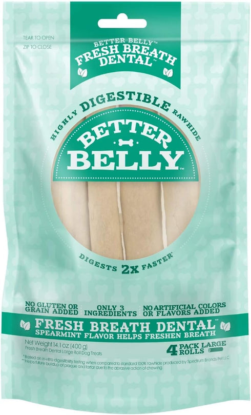 Better Belly Highly Digestible Rawhide Dental Chews, Treat Your Dog to a Chew with NO Artificial Colors or Flavors...