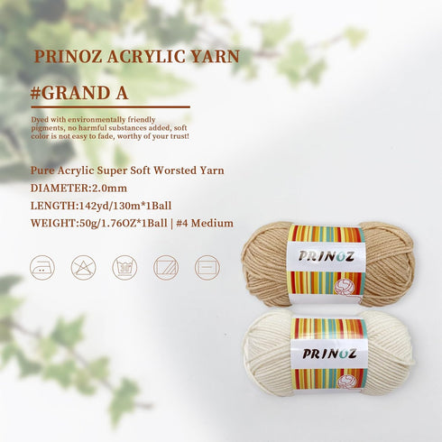 PRINOZ Crochet Yarn - 2PCS 1.76oz 4-Strand 142yds Acrylic Bulk Yarn for Crocheting and Knitting Handmade Products (Red)......