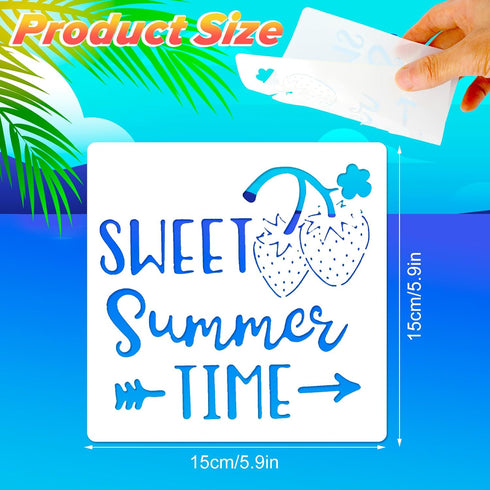 16 Pieces Summer Stencils for Painting, Reusable Beach Stencils, Hello Summer Stencils DIY Drawing Template on Paper Wall Floor Wood...