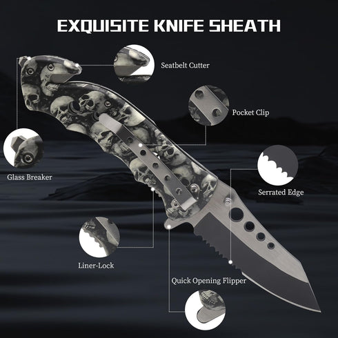 Kitory Outdoor Hunting Pocket Knife, Folding Knife with Glass Breaker and Pocket Clip,3.3 inch Stainless Steel Blade Good for Camping Hunting Surv...