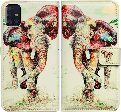 Case for Galaxy A51, Elephant Pattern Leather Flip Case Wallet Cover with Card Slot Holder Kickstand for Samsung Galaxy A51...
