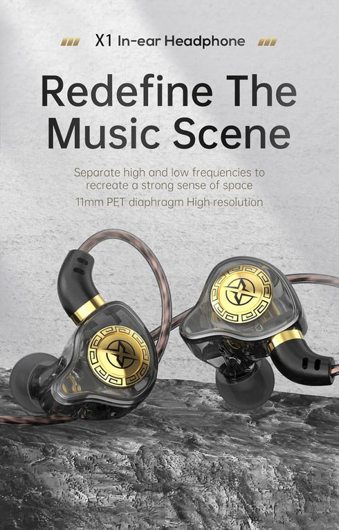 FEDAI Wired Earphones with Microphone X1 in Ear Monitors Headphones Earbud IEM Comfortable,Earfins,3.5mm Plug for Computer Mobile PC Game,Sport Ea...