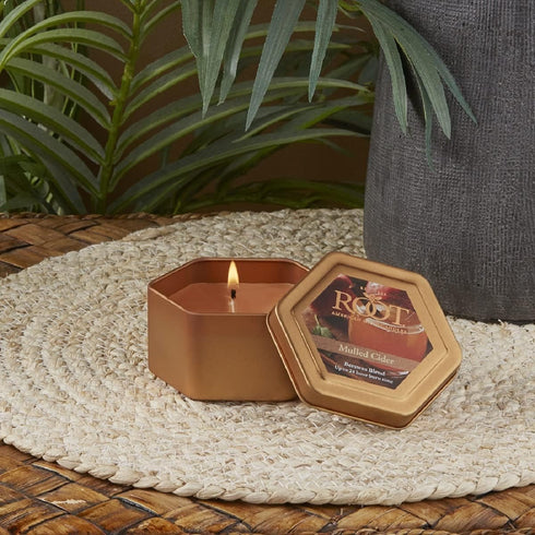 Root Candles Fall Scented Candles in Travel Tin 24-Hour Honeycomb Traveler Handcrafted Beeswax Blend Candle, 4-Ounce, Mulled Cider...