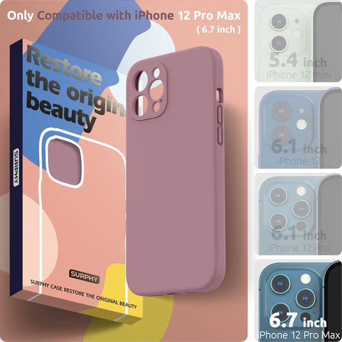 SURPHY Designed for iPhone 12 Pro Max Case with Camera Protection, Liquid Silicone Phone Case with Microfiber Lining, Lilac Purple...