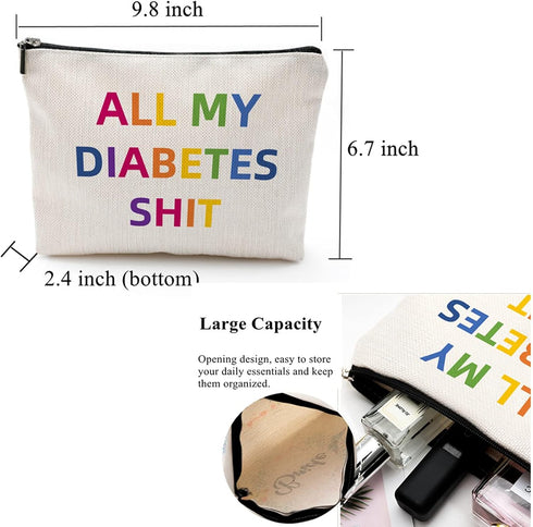 Diabetic Supplies Travel Bag Gifts Sets, All My Diabetes Shit Funny Diabetes Glucose Meter Case Organizer, Blood Sugar Log Book and 10 Diabetic Al...