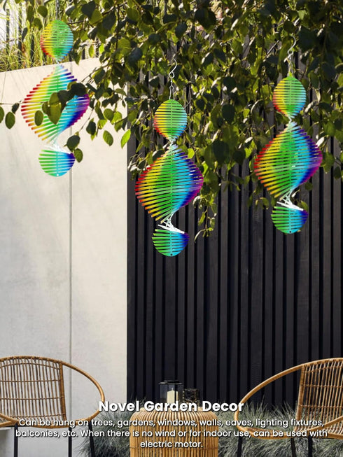 1 PCS Rainbow Helix Stainless Steel Wind Spinners, 3D Hanging Wind Spinner Reflective Wind Spinners, Sparkly Metal Wind Spinner, Wind Sculptures, ...