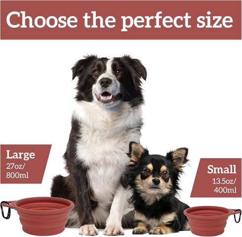 Large Collapsible Dog Bowls, (2 Pack 27oz/800ml) Premium Silicone Portable Travel Water Food Foldable Bowls Pet Feeding Bowl for Outdoor Camping H...