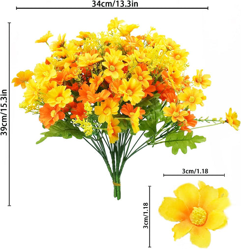 Uieke Artificial Fake Flowers, 6 Bundles Daisy Mums Flowers Outdoor UV Resistant No Fade Greenery Shrubs Plants Indoor Outside Hanging Planter Hom...