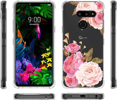 Floral Clear Pretty Phone Case for LG G8 ThinQ (2019 Release) for Women Girls,Flower Design Transparent Slim Soft Drop Proof TPU Bumper Cushion Si...