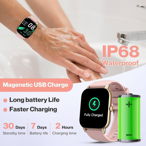 Smart Watch, Fitness Tracker with Dail Calls Speaker, 1.85" TFT-Touch Screen IP68 Waterproof Smartwatch, 112 Sport Modes Activity Tracker with Hea...