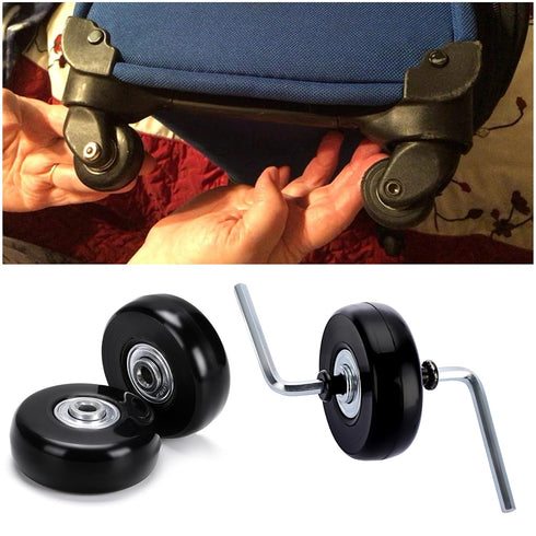 OwnMy 45mm x 18mm Luggage Wheels Replacements Set of 4 Mute Suitcase Replacement Wheels with Black Screws Axles Bearings, Rotatable Rubber Luggage...