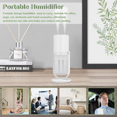 Portable Humidifier with Night Light, Bedroom Humidifier 450ml, Personal Desktop Humidifier for Baby Bedroom Travel Office Home, Living Room Air H...