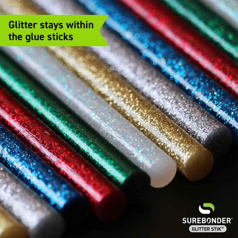 Surebonder Glitter Glue Sticks 4 " Assorted Colors Green Red Blue Gold Silver Bagged...