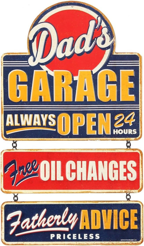 Dad's Garage Linked and Embossed Metal Sign - Vintage Garage Sign for Dad - Great Gift Idea...