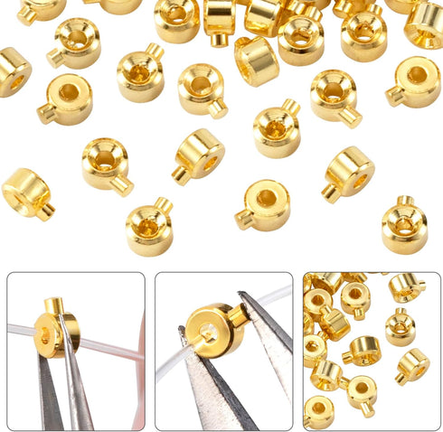 20pcs Crimp Beads for Jewelry Making, Gold Spacer Beads Metal Bead Stopper Crimp Charms for Bracelet Necklace Ends Accessories...