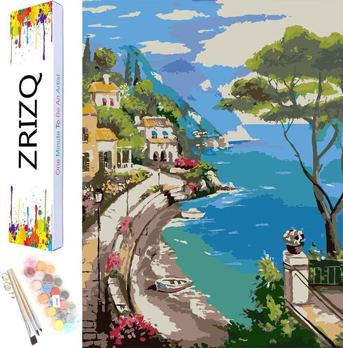 ZRIZQ Paint by Number for Adults Beginners,City Paint by Numbers Kits on Canvas,Street DIY Oil Painting Acrylic Paints for Home Wall Art Decor(12x...