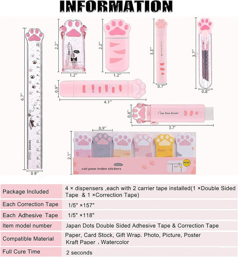 Cute School Supplies, Cute Stationary, Japanese Stationery Birthday Gifs, includes Pencil Sharpener,Eraser, Correction Tape, Ruler, Mini Scissors,...