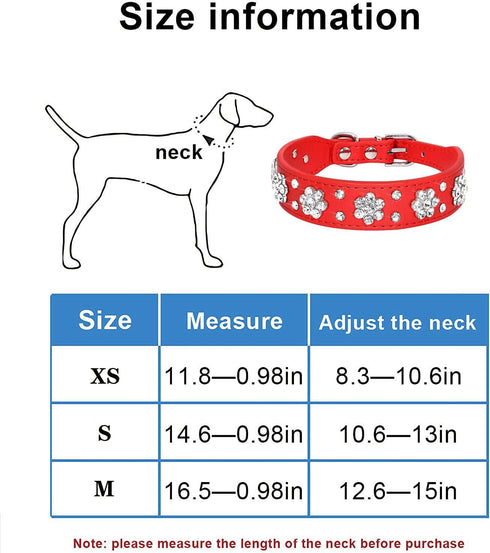 Rhinestone Dog Collar, Cute Flower Rhinestone Cat Dog Collar Bling Collar PU Leather Collar Adjustable Sizes Small Medium Large (S, Pink)...