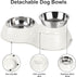 Double Dog Bowl Set - includes Two 6.9 fl oz Stainless Steel Bowls & Elevated Base, Ideal for Small to Large Pets, Feeding Solution for Dogs, Cats...