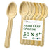 Palm Leaf Spoons 6 Inches (50 Count) | Bamboo Spoons like Natural Eco-friendly Compostable Disposable Cutlery Alternative to Plastic Spoons for We...