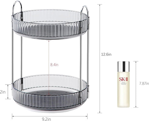 360° Rotating Makeup Organizer, Bathroom Make Up Spinning Holder Rack, Large Capacity Cosmetics Storage Vanity Shelf Countertop, Fits Cosmetics, P...