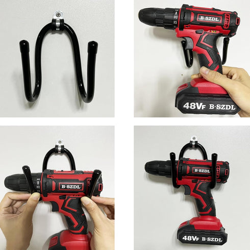 Pmsanzay Power Tool Organizer, 2 Pack Heavy Duty Drill Holder Wall Mount Hangers, Tool Holder and Storage Rack Utility Storage Shelves for Power T...