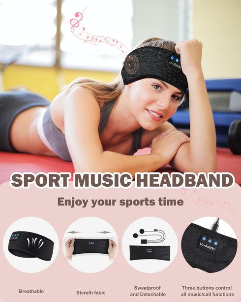 LC-dolida Headphones Headband Bluetooth Sleep Headphones for sleeping Music Sleep Mask Headphones with Thin HD Stereo Speakers Perfect for Side Sl...