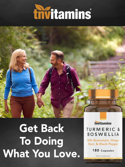 Turmeric & Boswellia Complex (180 Capsules) with Ginger Root, Bromelain, & Black Pepper Extract | Joint-Ease Formula: Powerful Joint Support Suppl...