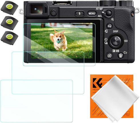 K&F Concept [3pcs Screen Protector & Hot Shoe Cover for Sony NEX 7/NEX 6/NEX 6L/NEX 5/NEX 3N/A6600/A6100/A6400/A6300/A6000/A5000 Camera, Ultra Cle...